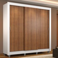 Guarda Roupa Casal Madesa Mônaco 3 Portas de Correr com Pés - Branco/Rustic
