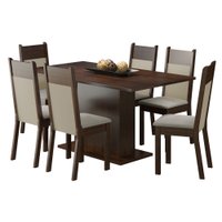Conjunto Sala de Jantar Lousiana da Madesa, Mesa Tampo de Madeira com 6 Cadeiras