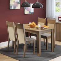 Conjunto Sala de Jantar Havana Madesa Mesa com Tampo de Madeira e com 4 Cadeiras