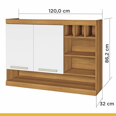 Armario De Cozinha Burguesa 2 Portas Nicho Adega 120 Cm Nesher Colombo