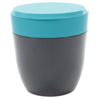 Lixeira Redonda 2,5L Compacta Para Pia Cozinha - Chumbo/Azul Turquesa