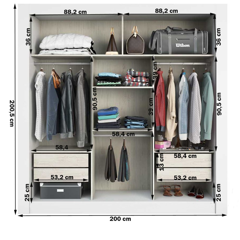 Guarda Roupa Casal 2 Metros 3 Portas De Correr 4 Gavetas Paris Branco Pnr Moveis Colombo