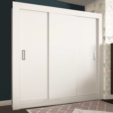 Guarda Roupa Casal 2 Metros 3 Portas De Correr 4 Gavetas Paris Branco Pnr Moveis Colombo