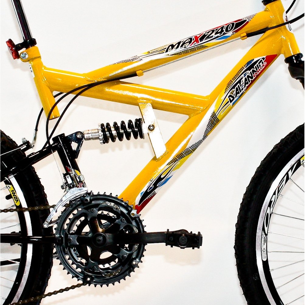 Bicicleta Aro 24 Mtb 18v Full Suspension Max 240 Amarela Colombo