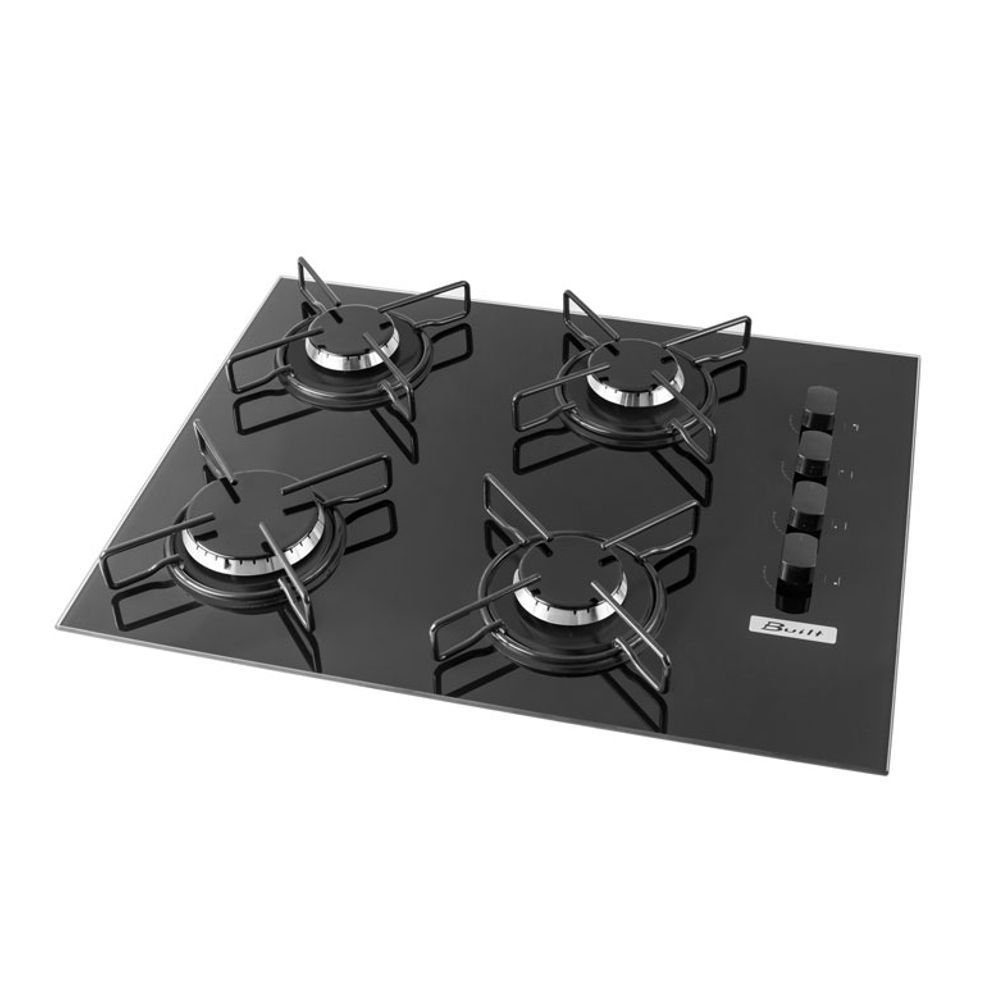 Cooktop Built 4 Bocas Vidro Preto Chama Rápida Bivolt 1165