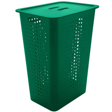 Cesto Para Roupas Organizador Lavanderia 47 Litros Plástico Verde