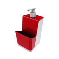 Dispenser P/ Detergente Com Porta Esponja - Branco/Vermelho