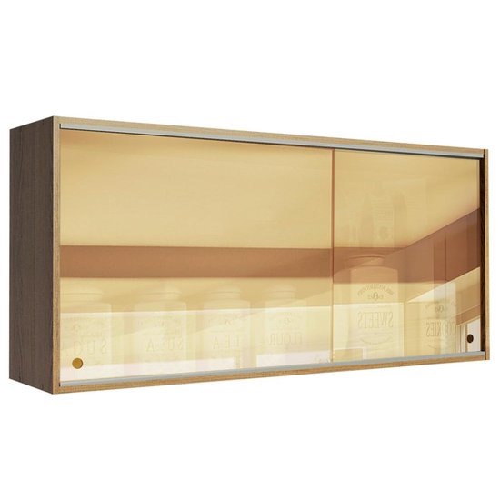 Armário de Cozinha Aéreo 2 Portas de Correr de Vidro Reflex Rustic Emilly Madesa
