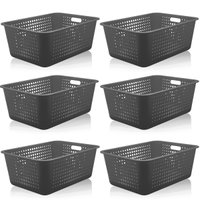 6 Caixas Organizadoras Maxi Grande Organize Cesto Plástico 40l - Chumbo