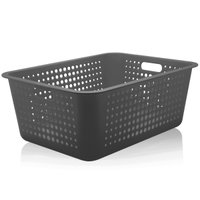 Caixa Organizadora Maxi Grande Organize Cesto Plástico 40l Chumbo