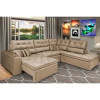 Sofá de Canto Retrátil e Reclinável com Molas Cama inBox Platinum 3,00x2,36 Tecido Suede
