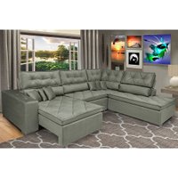 Sofá de Canto Retrátil e Reclinável com Molas Cama inBox Platinum 3,00x2,36 Tecido Suede