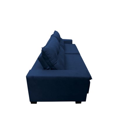 Sofá Retrátil e Reclinavel Oklahoma 2,02m Molas e Pillow no Assento Tecido Suede Azul - Cama InBox