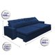 Sofá Retrátil e Reclinavel Oklahoma 2,82m Molas e Pillow no Assento Tecido Suede Azul - Cama InBox
