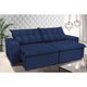 Sofá Retrátil e Reclinavel Oklahoma 2,82m Molas e Pillow no Assento Tecido Suede Azul - Cama InBox