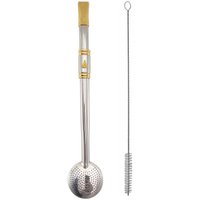 Bomba Chimarrão Rosca Aço Inox 304 Ouro 18k Pingente Desenho Nossa Senhora Aparecida Dourada