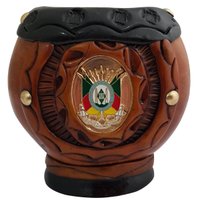 Cuia Artesanal De Chimarrão Estilo Uruguaia Coquinho Gajeta Brasão