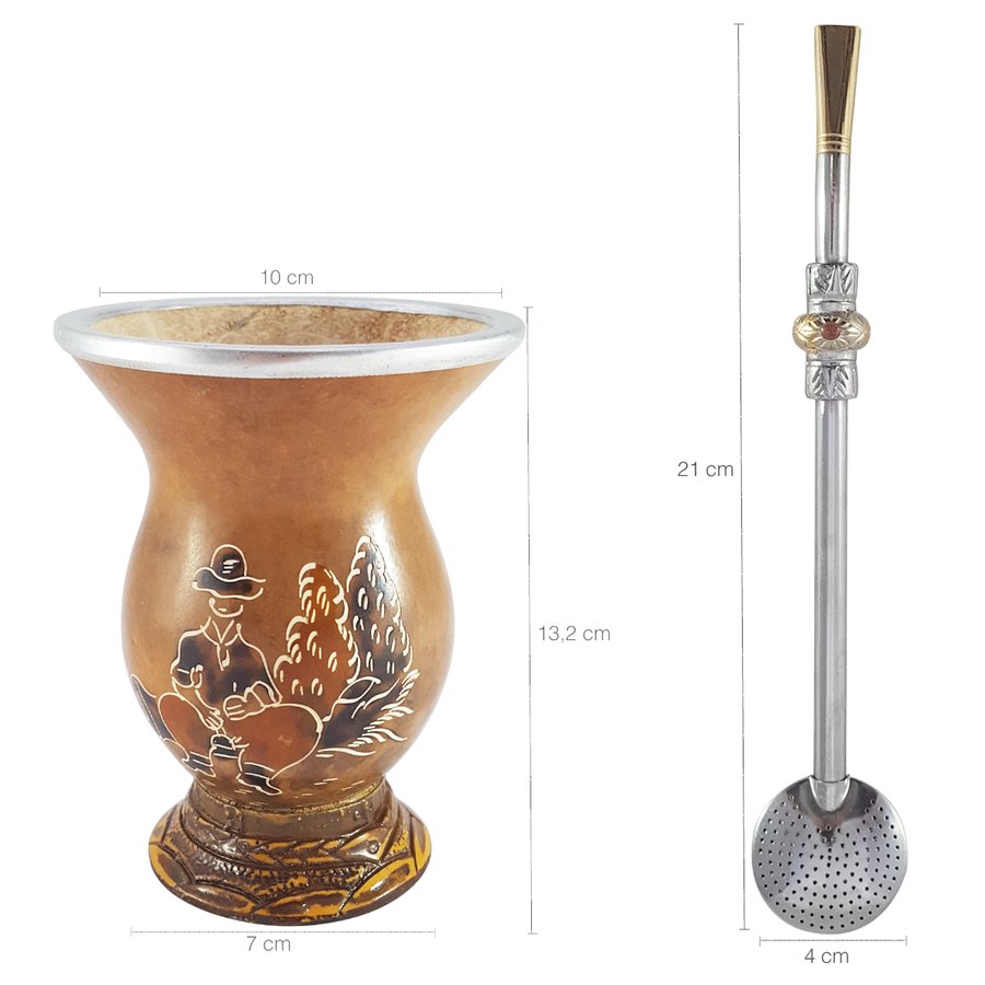 Conjunto Kit Cuia E Bomba Para Chimarrão Mate Terere Porongo Gaucho