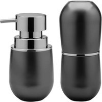 Conjunto Para Banheiro Suporte Escovas Dispenser Saboneteira - Grafite