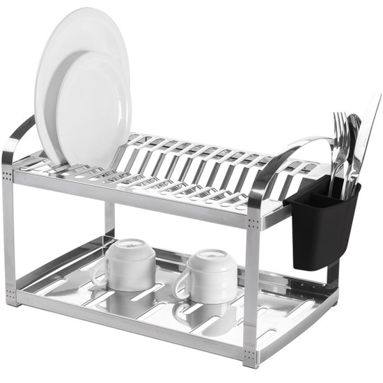 Escorredor Aço Inox Capacidade 12 pratos Com Porta Talheres
