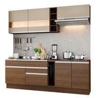 Cozinha Completa Madesa Parma com Armário e Balcão, Detalhe em Vidro Reflex  (Sem Tampo e Pia)