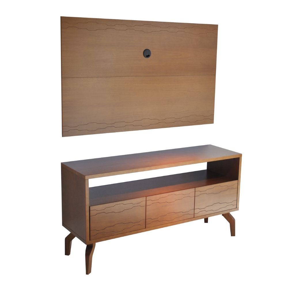 Rack E Painel De Tv Domingo 75 Polegadas Carvalho Amendoa 180x125cm Fino Moveis Colombo