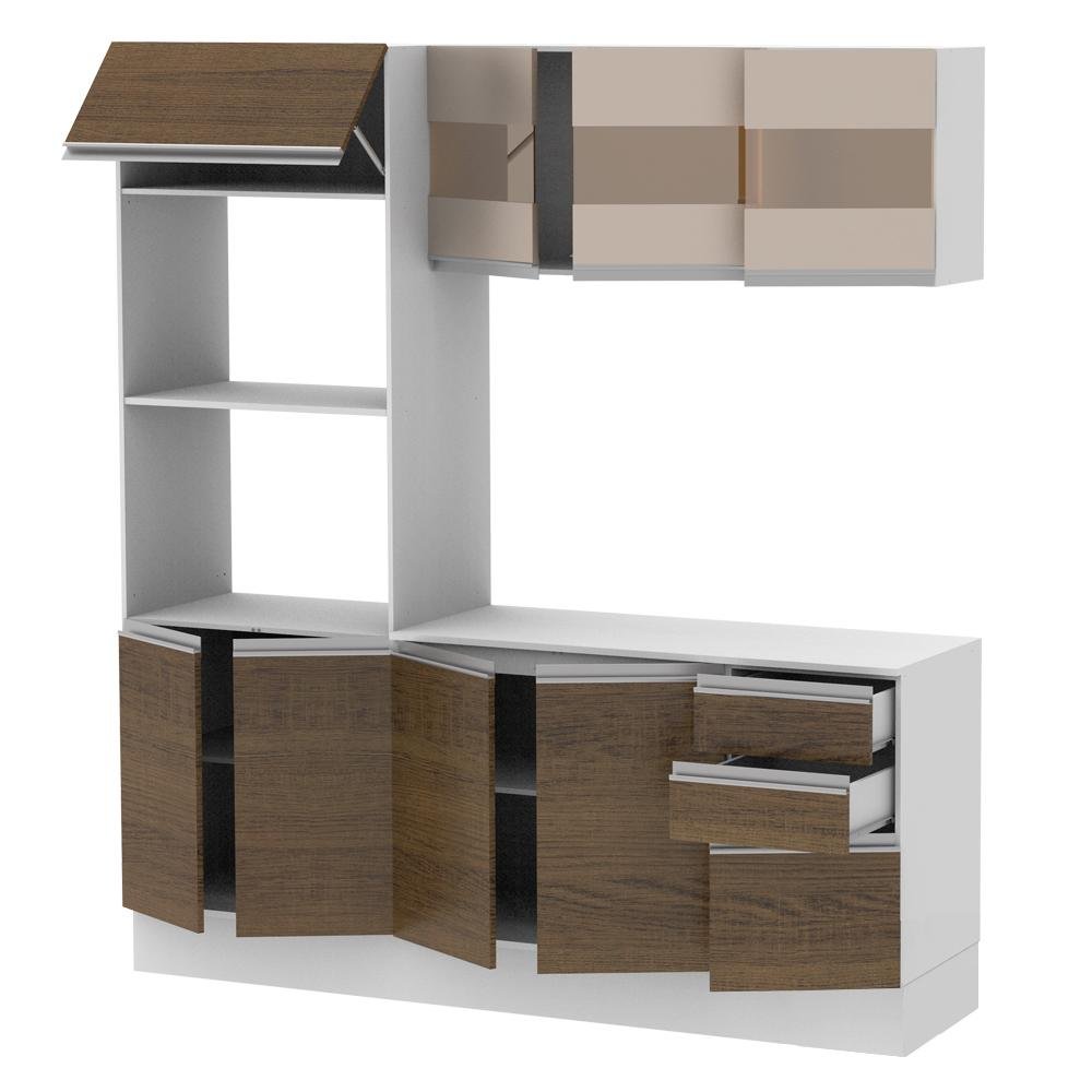 Cozinha Compacta 100 Mdf Madesa Smart 190 Cm Com Armario Balcao E Tampo Branco Rustic Crema Colombo
