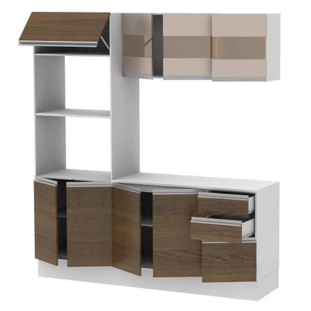 Cozinha Compacta 100 Mdf Madesa Smart 190 Cm Com Armario Balcao E Tampo Branco Rustic Crema Colombo