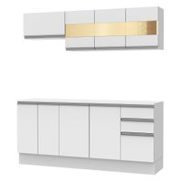 Cozinha Compacta 100% MDF Madesa Smart 180 cm Modulada Com Balcão e Tampo - Branco