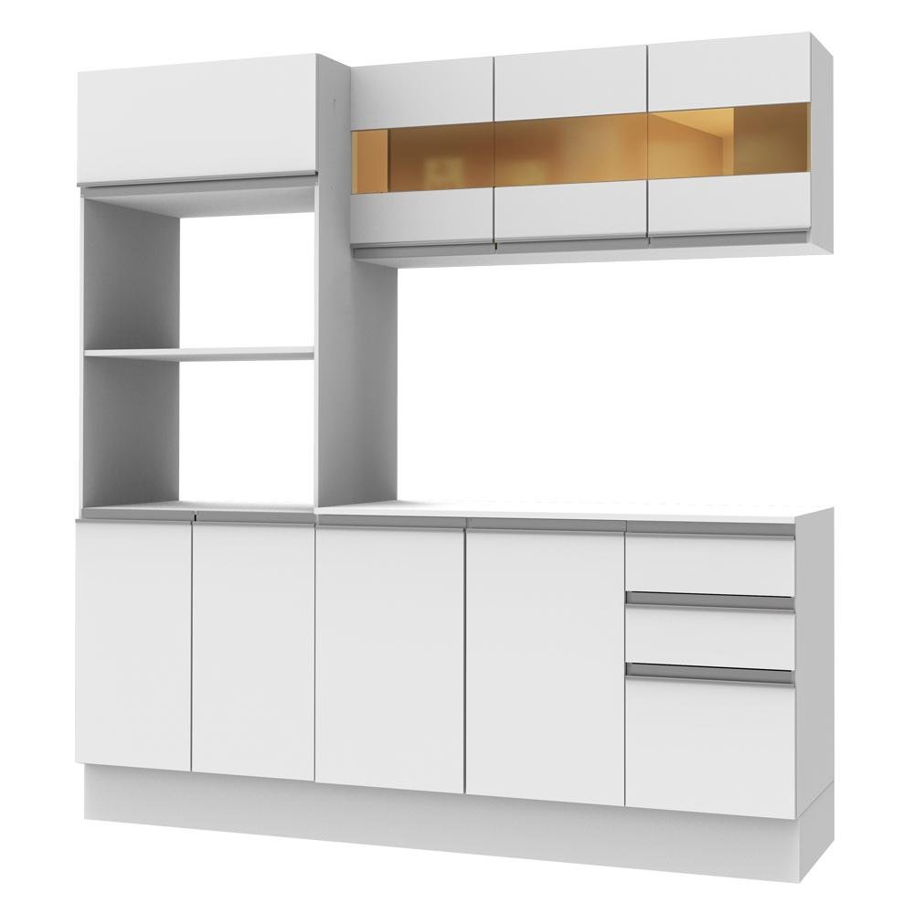 Cozinha Compacta 100 Mdf Madesa Smart 190 Cm Com Armario Balcao E Tampo Branco Colombo