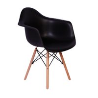 Cadeira Charles Eames Wood Daw Com Braços - Design - Preta