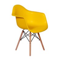 Cadeira Charles Eames Wood Daw Com Braços - Design - Amarela