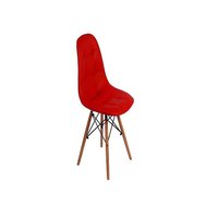 Cadeira Dkr Charles Eames Wood Estofada Botonê - Vermelha