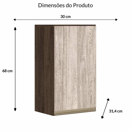 Armario Aereo 1 Porta Fechada 30 Cm Kali Premium Nicioli Colombo