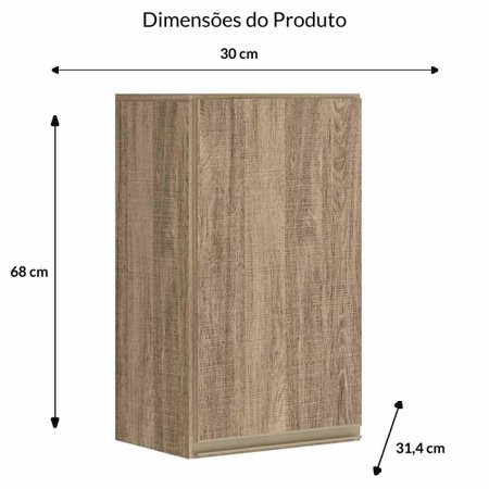 Armario Aereo 1 Porta Fechada 30 Cm Kali Premium Nicioli Colombo
