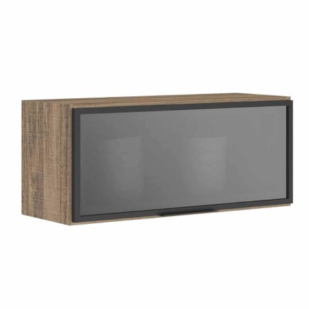 Armario Aereo Basculante Kali Premium 80 Cm Vidro Reflecta Cinza Nicioli Colombo