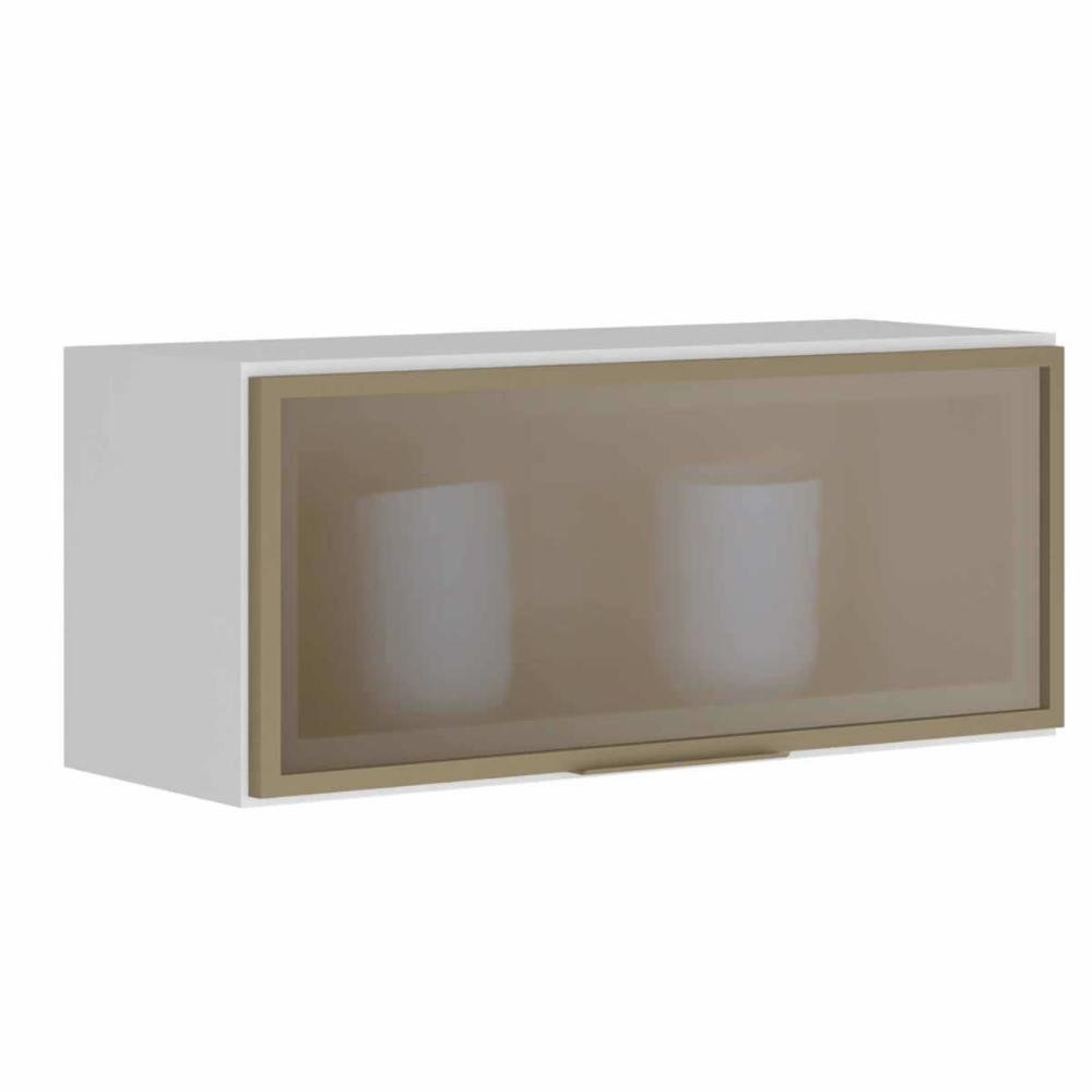 Armario Aereo Basculante Kali Premium 80 Cm Vidro Reflecta Suede Nicioli Colombo