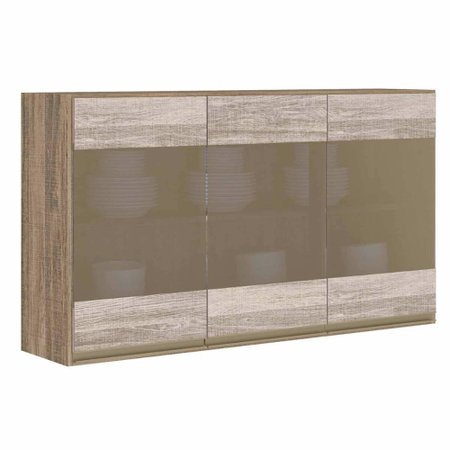 Armario Aereo 3 Portas Com Vidro 120 Cm Kali Premium Colombo
