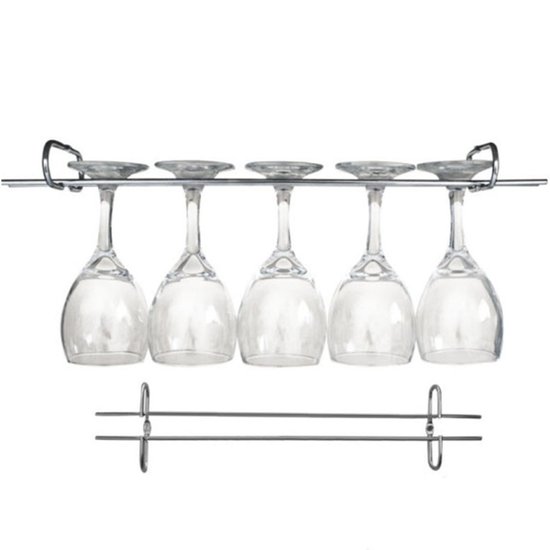6 Suportes Para Taças Cromado Decoração Bar Vinho 25cm