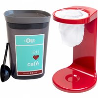 Conjunto Mini Coador De Café E Pote Hermético Para Café Ou Vermelho com Chumbo