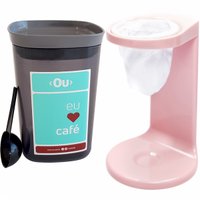 Conjunto Mini Coador De Café E Pote Hermético Para Café Ou Rosa Quartzo com Chumbo