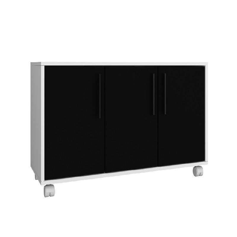 Armario Aparador Buffet 3 Portas E Rodinhas Bho25 Branco Preto Colombo