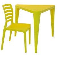Conjunto de Mesa e Cadeira Tramontina Sofia Infantil Amarela em Polipropileno e Fibra de Vidro 2 Peças