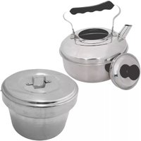 Kit 1 Forma Para Pudim Alumínio E 1 Chaleira Inox 2 Litros