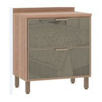 Balcão Luciane Yara 80cm Vidro 2 Gavetas Vanilla/Grafite