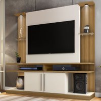 Estante para TV Até 60 Polegadas York com Led Cinamono/Off White - Bechara Móveis