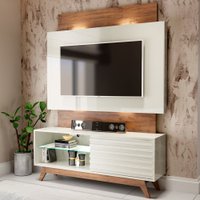 Rack Com Painel Para Tv Até 65 Polegadas 100% Mdf Tb151l Off White/nobre - Dalla Costa