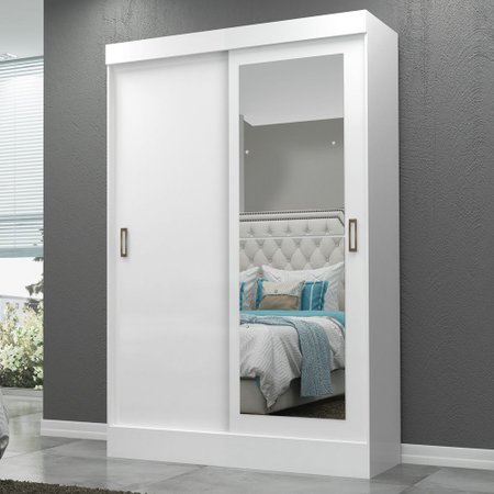 Guarda Roupa Solteiro 2 Portas 1 Gaveta Aquila Com Espelho Branco Maxel Colombo