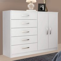 Cômoda 2 Portas 5 Gavetas Noruega 29100 Branco - Pnr Móveis