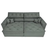Sofá Austin 2,22m Retrátil, Reclinável com Molas no Assento e Almofadas, Tecido Suede Grafite